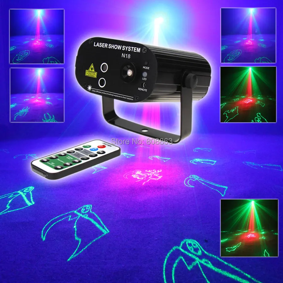 

ESHINY Mini Remote Blue Led R&G Laser 24 Halloween Patterns Projector Club Bar DJ Dance Disco Party Lighting Light Show N65NA12