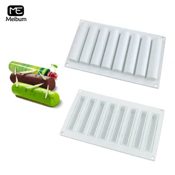 

Meibum 8 Cavity Strip Shape Silicone Cake Mold DIY Chocolate Sponge Cake Mould Cheese Mousse Cake Modle Kitchen Baking Tools