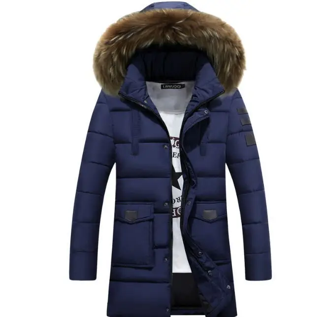 JOOBOX Парка мужская хлопковая Толстая хлопковая куртка длинные зимние парки теплые модные деловые хлопковые куртки пальто меховой воротник 4XL