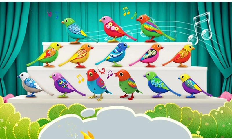 MYHOESWD Милая звуковая птица, игрушки для домашних животных для детей, Интеллектуальная музыка Digibirds с птичьей клеткой, музыкальная птица для детей, Умная игрушка в подарок
