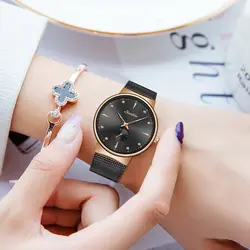SUNKTA женские s часы лучший бренд Роскошные повседневные модные часы женские Кварцевые водонепроницаемые часы с сетчатым ремешком женские