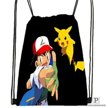 Пользовательские Pikachu-and-Friends-under-the-sea-1 походная сумка на шнурке милый рюкзак для детей(черная спинка) 31x40 см#20180611-02-97