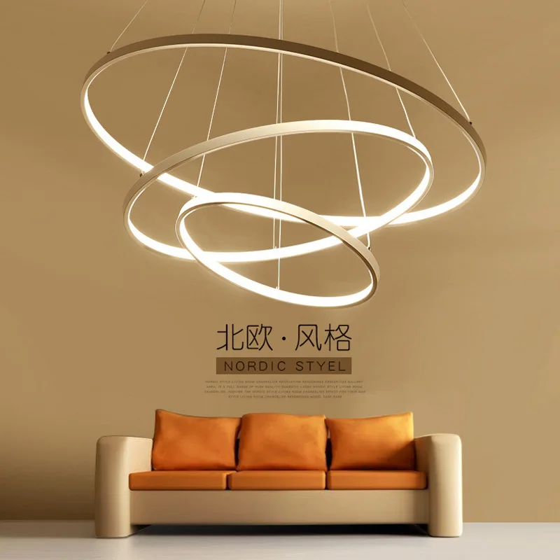 

TUDA LED Chandelier Round Aluminum Chandelier Living Room Bedroom Room Restaurant Acrylic Chandelier 220V