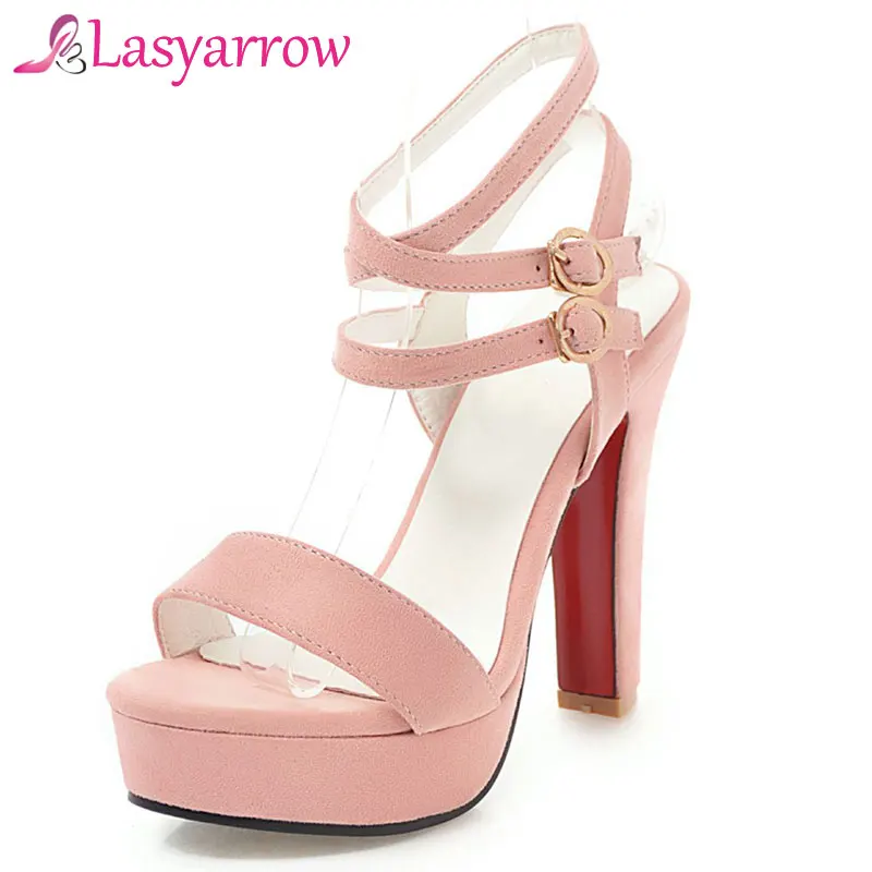 

Lasyarrow Gladiator Sandalias Mujer 2018 Summer Thick High Heels Platform Shoes Woman Office Ladies Dress Shoes Party Pump RM587