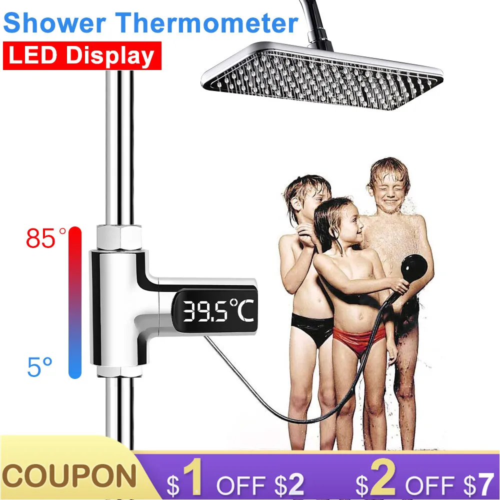 

Digital Water Shower Thermometer LED Display For Baby Care Home Water Self-Generating Electricity Water Temperture Meter Monitor