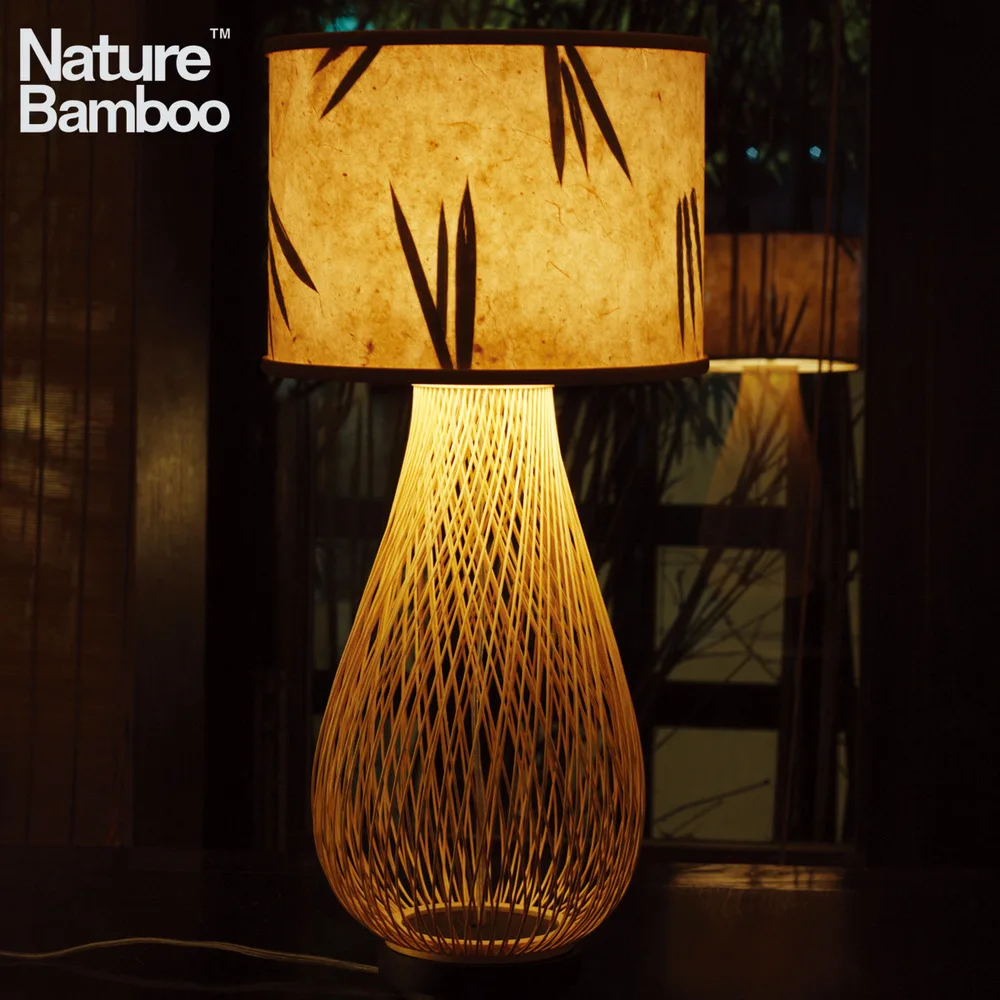 NatureBamboo &quot bottle&quot natural home tearoom bamboo shade lamps original study / bedside lamp |