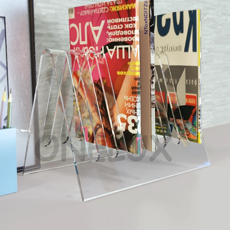 

ONELUX V-Shaped Acrylic magazine stand rack,Lucite Newspaper/Brochure Holders - Various Colors