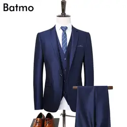 Batmo 2018 Новое поступление высокое качество Однобортный Синий Повседневные комплекты для мужчин, мужские торжественное платье, плюс размер