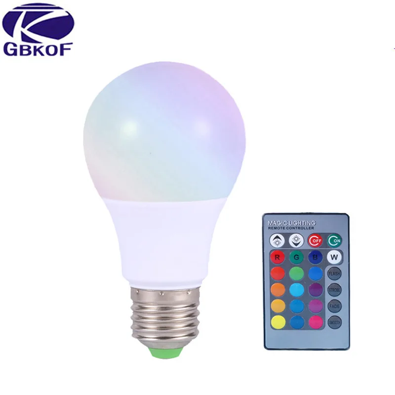 E27 E14 Светодиодная лампа RGB 110 В 220 3 Вт 5 10 15 RGBW RGBWW с регулируемой яркостью Лампочка