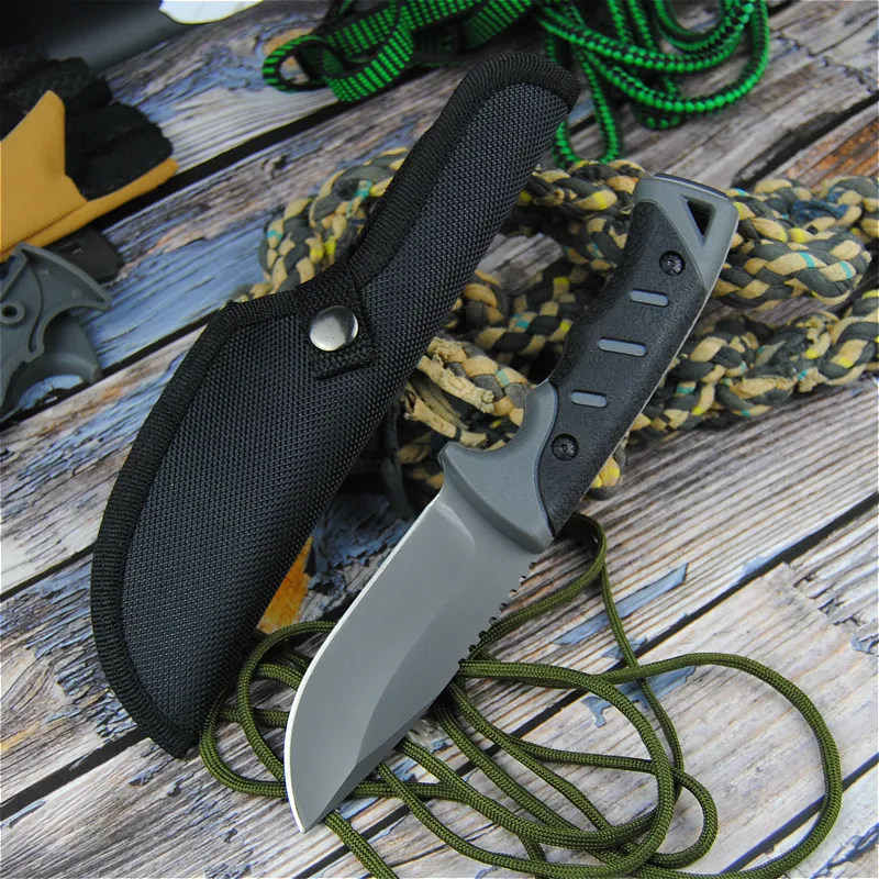 EVERRICH Fishing diving knife hunting knife camping tool tactical knife complete or serrated fixed blade knife+ scabbard
