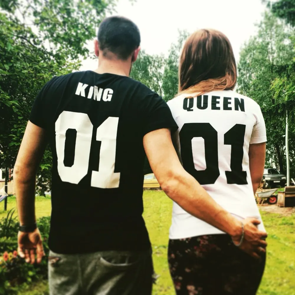 women t shirts 2019 summer new printed queen king letter couple short-sleeved thin lovers t-shirt MV001