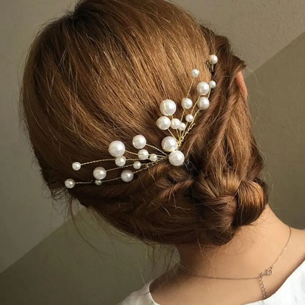 

M Mism 1pc Fashion Imitation Pearl Hair Comb Rhinestone Flower Hair Clips Bridal Weeding Hair Accessories Hair Styling Tools