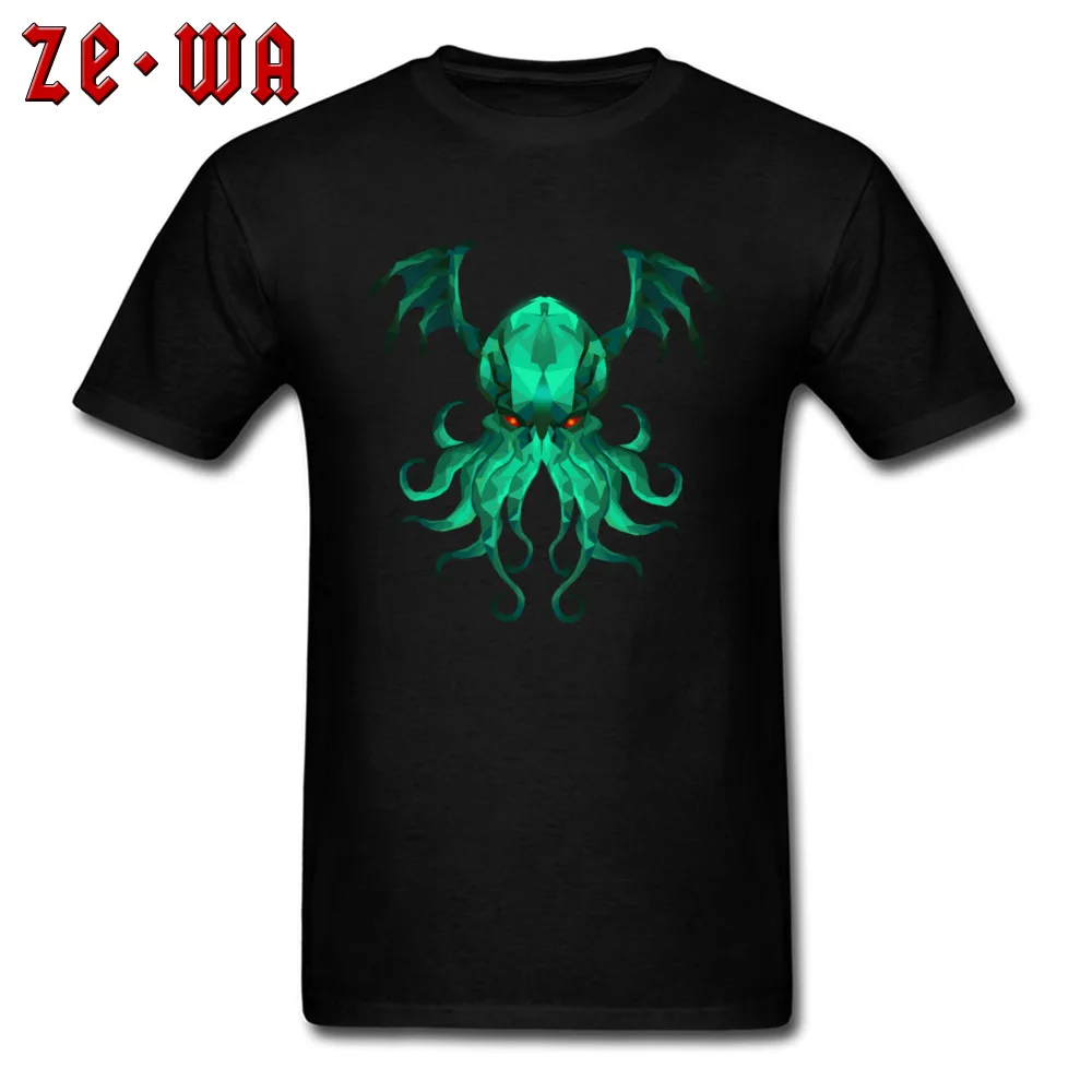 octopus cthulhu180901Y 2018 New Mens T-Shirt O Neck Short Sleeve 100% Cotton Fabric Tops Shirts Normal T-Shirt octopus cthulhu180901Y black