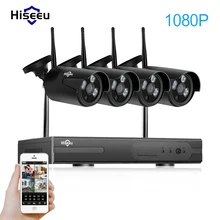 1080P 4CH Wireless NVR CCTV System wifi 2.0MP IR Outdoor Bullet P2P IP Camera Waterproof Security Video Surveillance Kit hiseeu