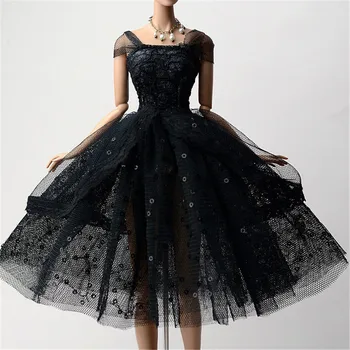 1PC Elegant Doll Dresses Lady Black Little Dress Evening Dress Clothes For Barbie Dolls For 1/6 BJD Doll Gift Doll Accessories accessories new 11 5 12 doll clothes long tail evening party wedding party lace dress gift present for barbie outfit costumes