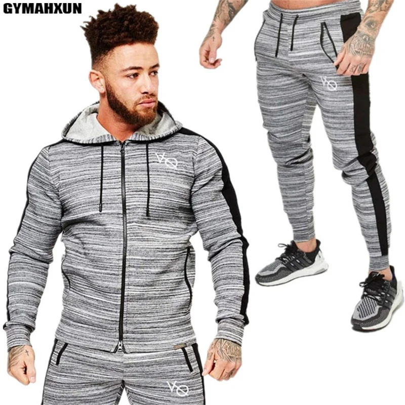 GYMAHXUN Boutique Men's sets jogging tracksuit Suit male Stretch ...