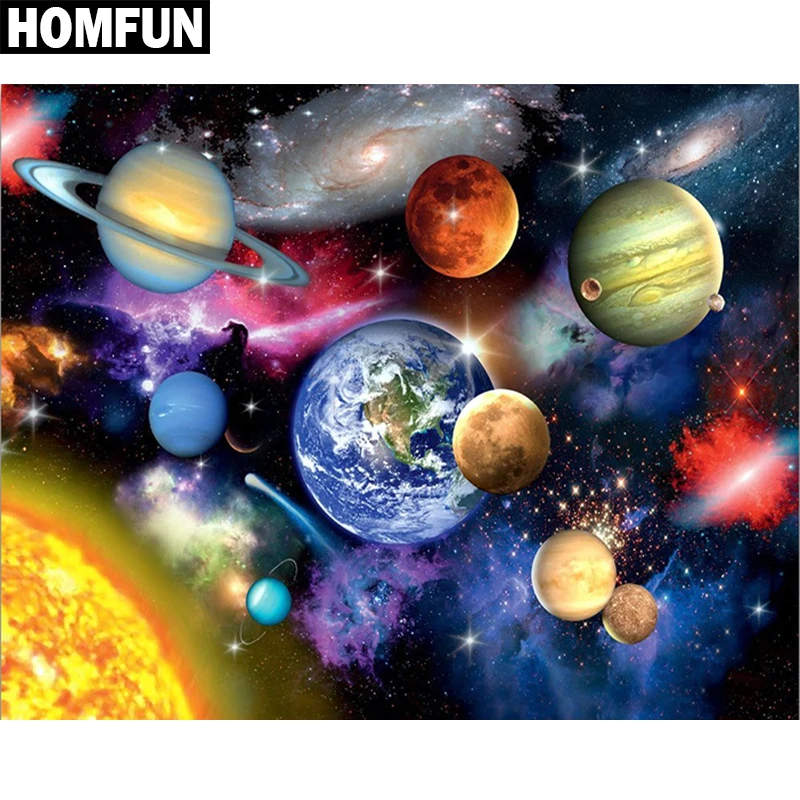 Алмазная 5D Вышивка HOMFUN космическая планета картина с полными