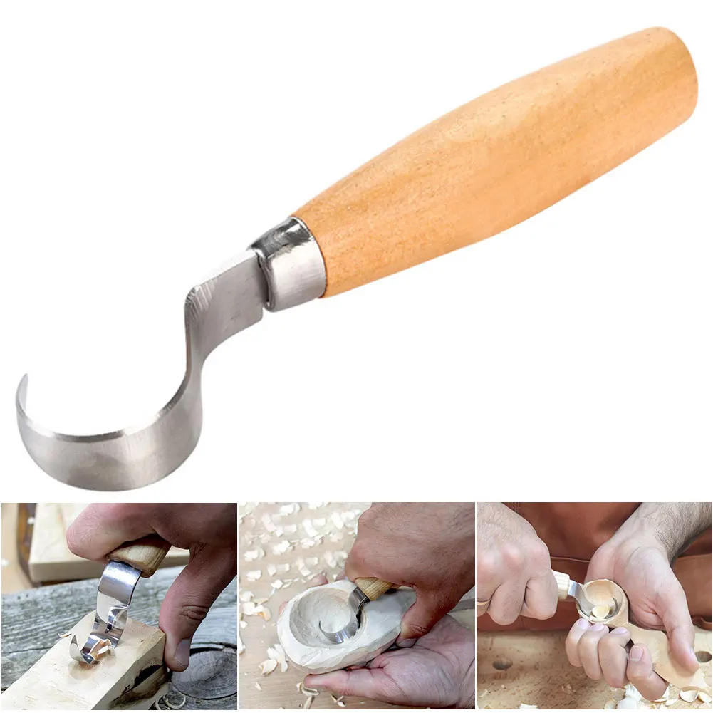 

Hook Knife Hand Chisel Stainless Steel DIY Spoon Carving Tools Crooked Ergonomic Art Craft Beginners Durable Woodworking