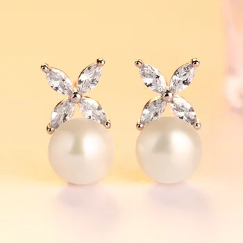 

S925 Pure Silver Natural Pearl Earrings Europe and America fashion earrings