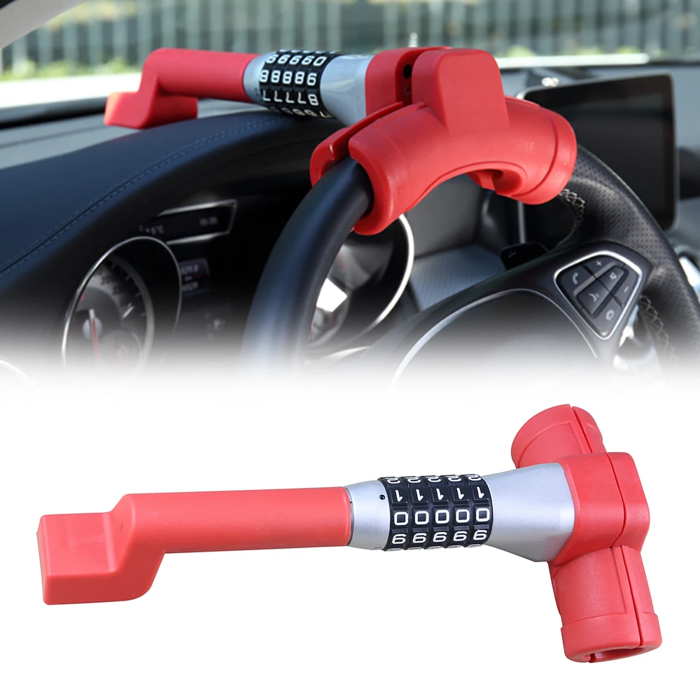 

5 Combination Coded Steering Wheel Lock Universal Keyless Twin Hook Lock Anti Theft Locking Device
