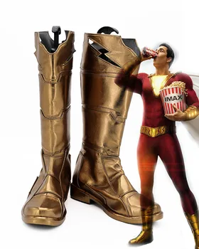 

Hot Movie Shazam! Billy Batson Shazam Cosplay Boots Custom Made Captain Marvel Shoes Halloween Party Cosplay