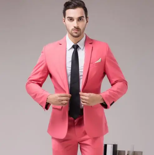 2018 Hot Pink Slim Fit Mens Suit For Wedding Prom Suits 2Pieces(Jacket ...