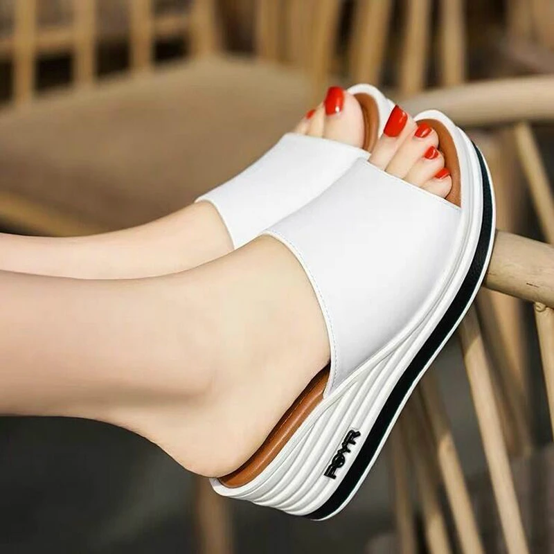 

2019 Female Slippers Summer Fashion Wear Room with All-match Muffin Bottom Slope Sexy Thick Soled Sandals Tide Shoes Woman W02