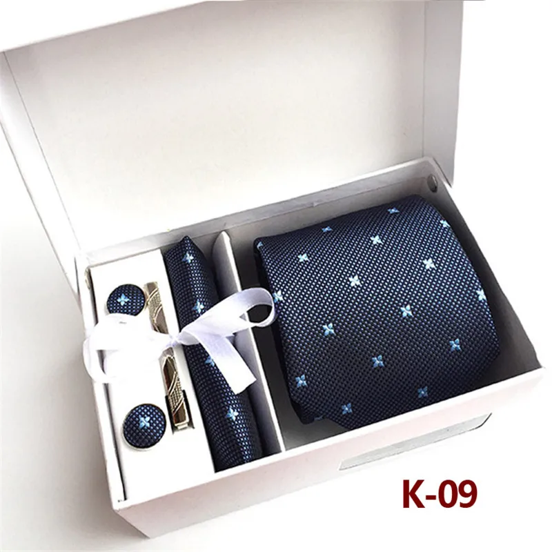 

CityRaider Brand New Stars Print Blue Mens Necktie Wedding Ties For Men Silk Tie Handkerchief Cufflinks Tie Clips Sets LD021