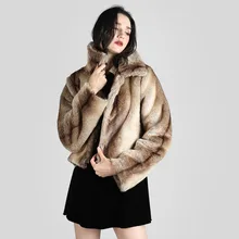 Зимнее Новое Женское пальто из искусственного кроличьего меха с отложным воротником, верблюжьи пальто, Свободные теплые женские кожаные куртки