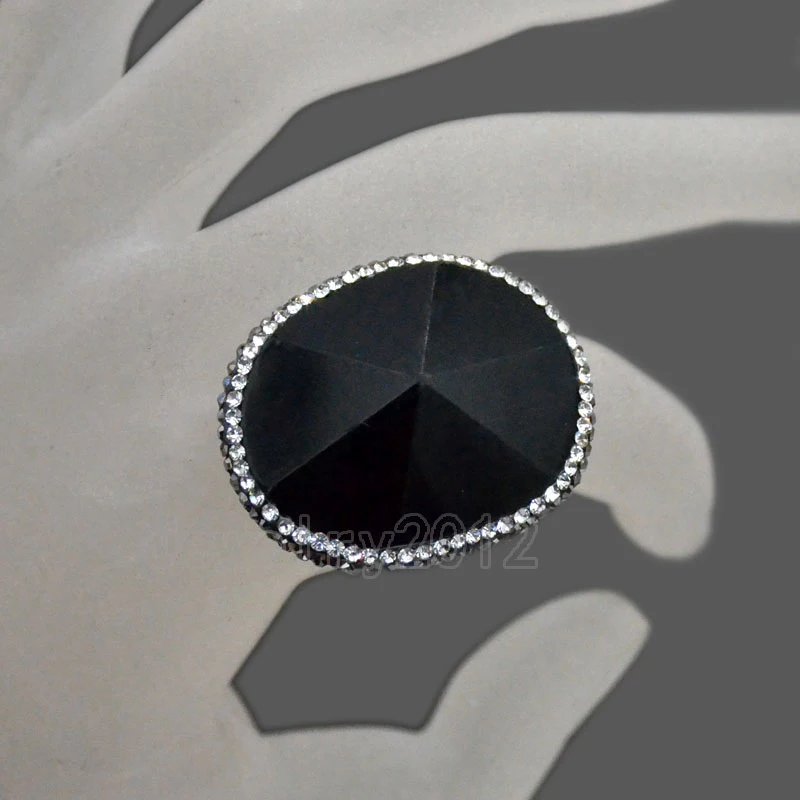 002-3a Faceted Black Onyx 30x36mm