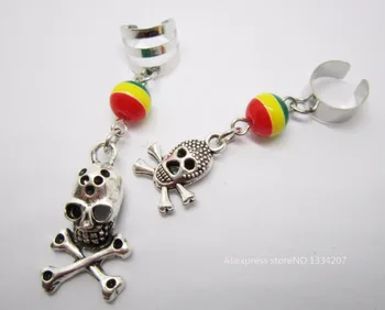 

2Pcs/Lot mix skull styles charms adjustable hair braid dread dreadlock beads cuffs clips rings for hair accessories