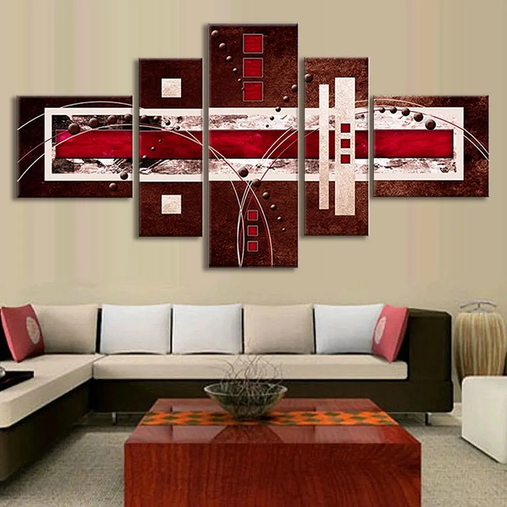 5 pcs set combined modern abstract oil painting brown red cream canvas wall art picture unframed canvas painting in painting calligraphy from home 5 pcs set combined modern abstract oil painting brown red cream canvas wall art picture unframed canvas painting in painting calligraphy from home