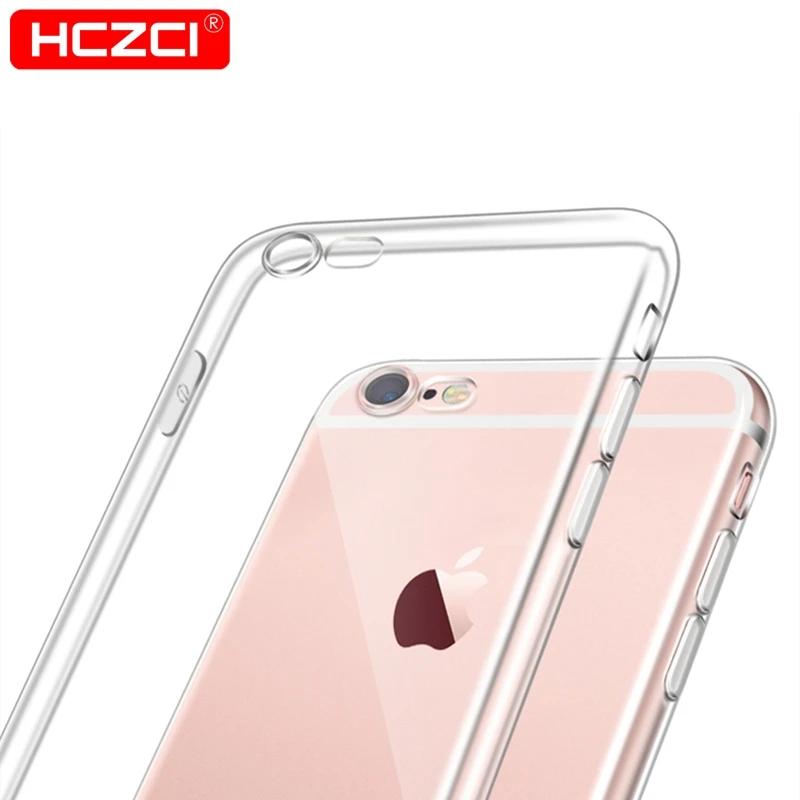 

HCZCI for Apple iPhone 6s 6 7 8 Plus X 5s 5 SE case High quality TPU HD Transparent Soft Silicone case With Dust plug