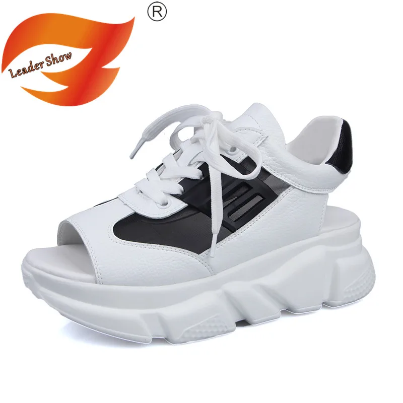 

Leader Show Women Sandals 2019 Fashion SummerCasual Mesh Breathable Shoes Women Sandals Comfortable Platform Lace Up Sandalias