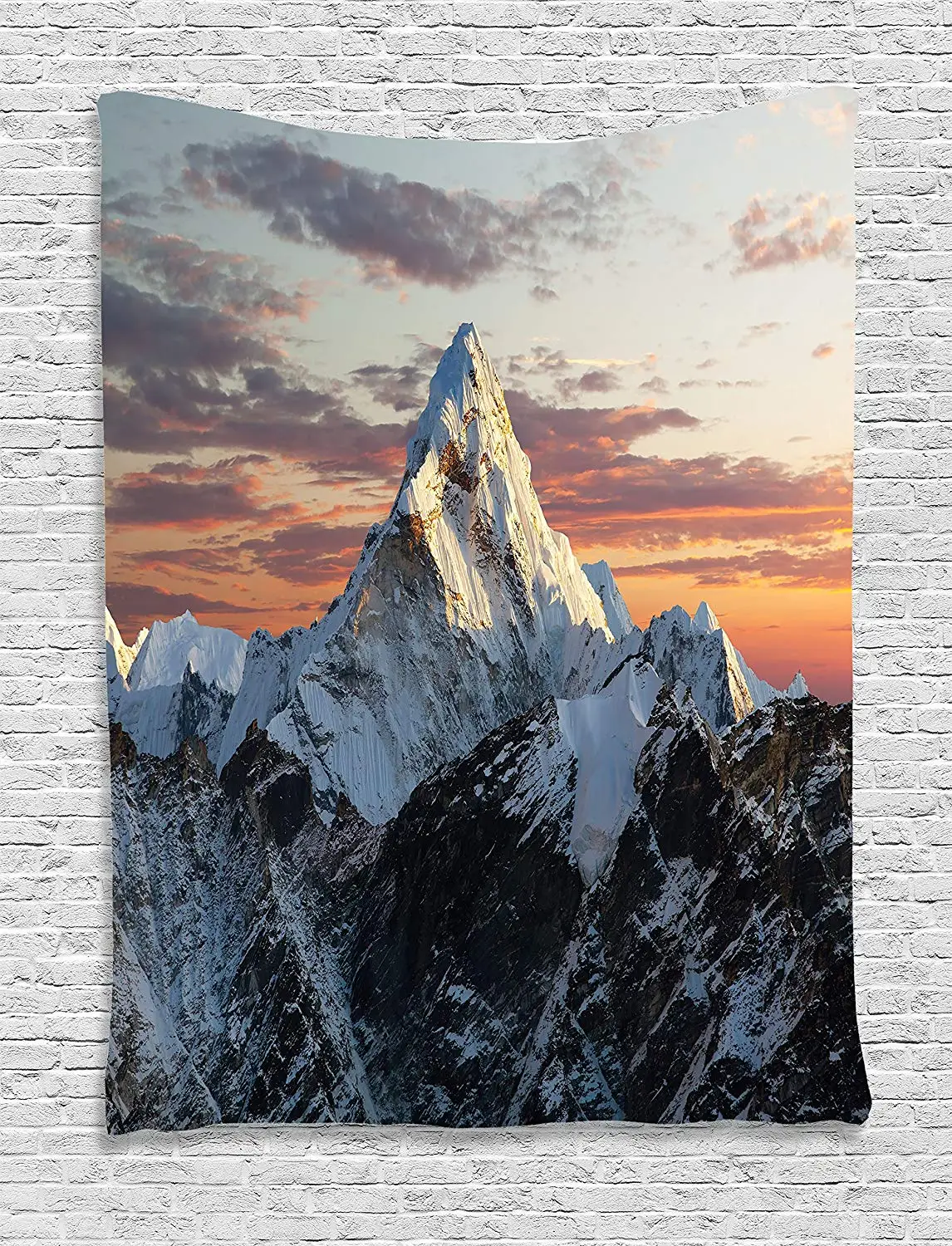 Квартира Декор гобелен настенный вечерние Южной Азии Высокие горы выше неба с разноцветными огоньками Непала Эверест