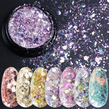 11 шт лазер смешанный Блеск для ногтей порошок 3D голографический красочный хлопья пигмент с блестками маникюр Дизайн ногтей украшения JIDH01-11-1