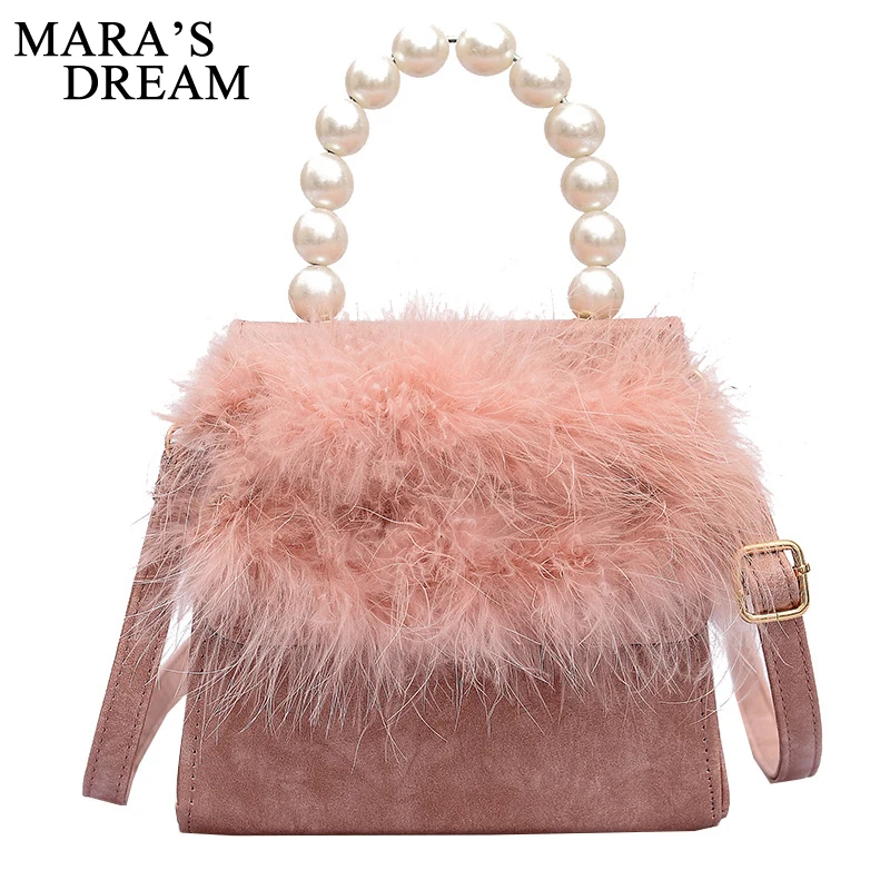

Mara's Dream Brand 2018 Casual Shoulder Messenger Crossbody Bag Shopping PU leather Flap Solid Color With Fur Women Evening Bags