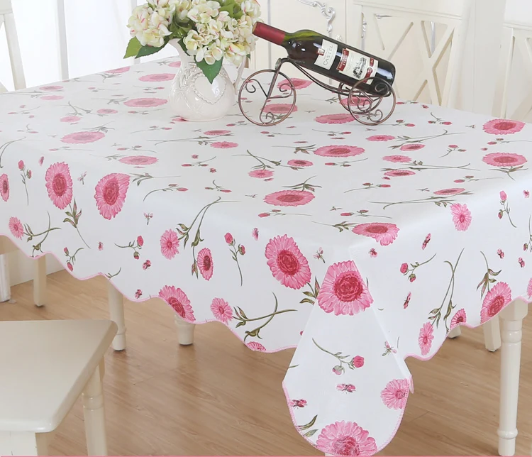 

Garden oil cloth Multisize Beauty tablecloth floral waterproof Anti scald flower Vintage Picnic Oil proof daisy pink white