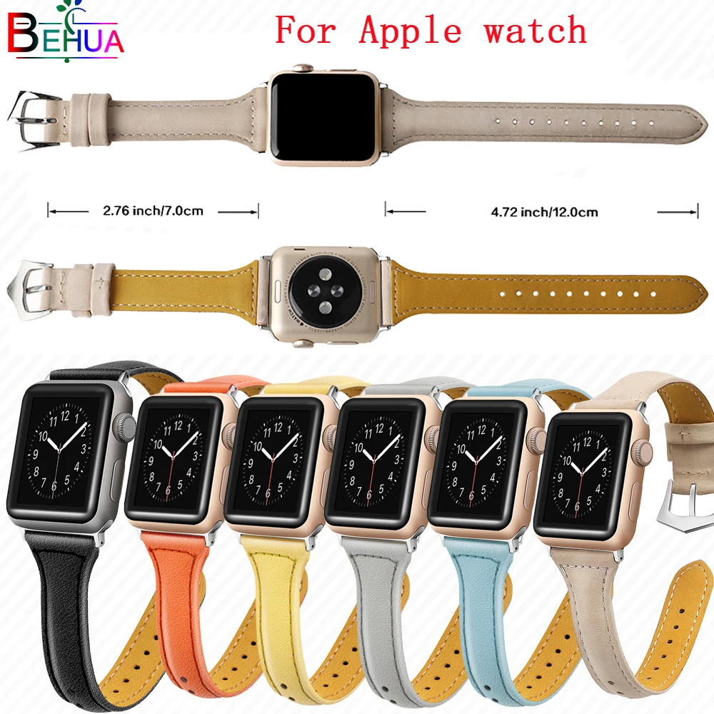 Ремешок кожаный для Apple Watch band 38 мм 42 сменный Браслет iwatch series 4 3 2 144 мм/40 умные