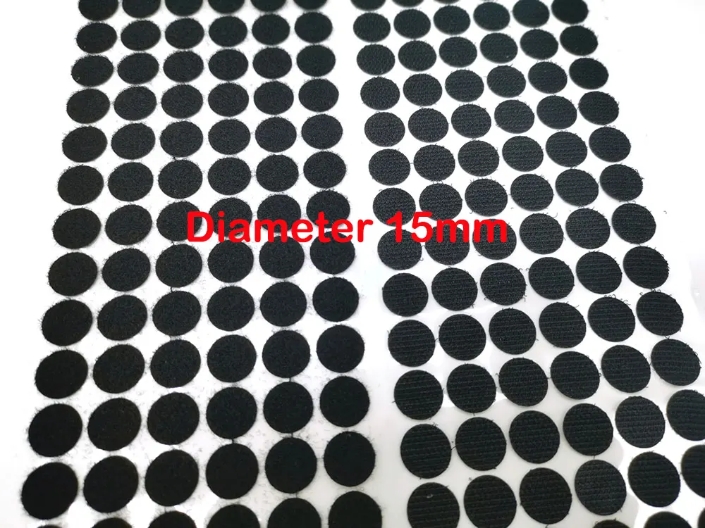 black 15mm 500pair 500 пар на клеевой основе с крючками и петлями сильная самоклеящаяся крепежная лента для монет в горошек Стикеры для DIY Швейные аксессуары 10/15/20/25/30 мм - Цвет: black 15mm 500pair