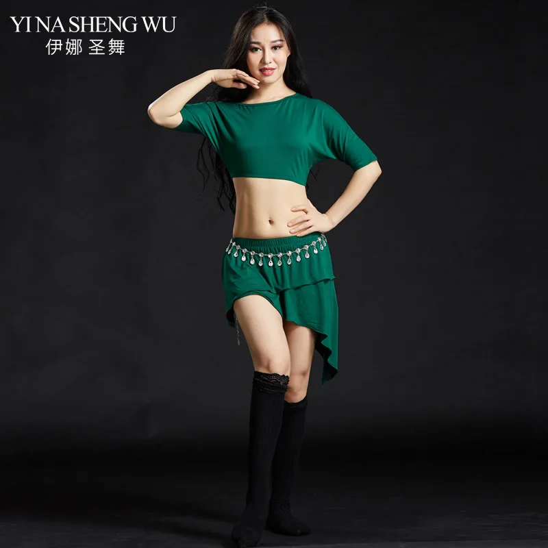 New Women Belly Dance Costume Practice 2 pieces Set Modal Fabric Bellydance Outfit for Girls Processional Dance Clothes