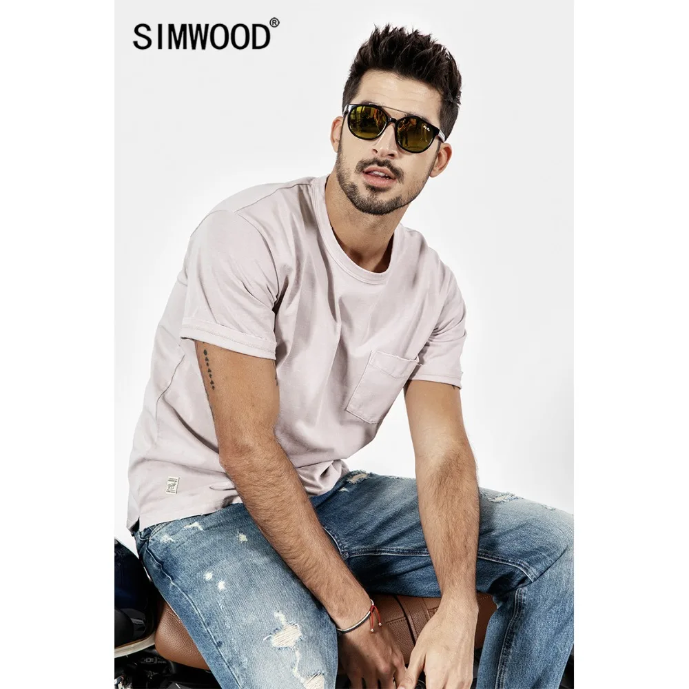 

SIMWOOD 2019 New Summer t shirt Men Short Sleeve O-Neck Print T-shirt Casual Tops Vintage Broken Brand Tees Male camiseta 190071