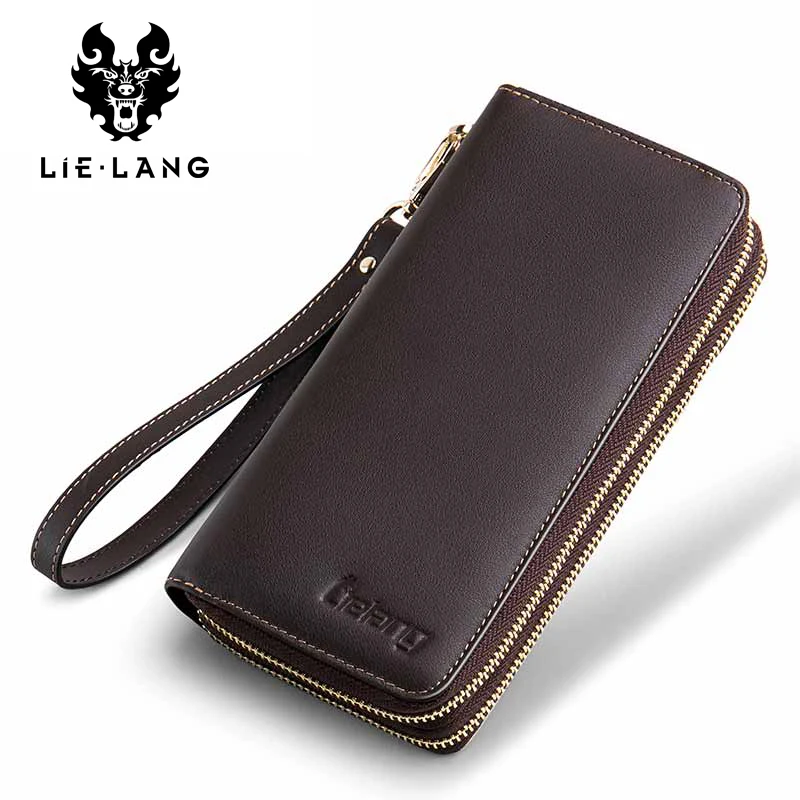 

LIELANG Wallet Genuine Leather For Men Long Wallet Clip Walet Fashion Zipper Multi-function Clutch Portfolio Coin Purse