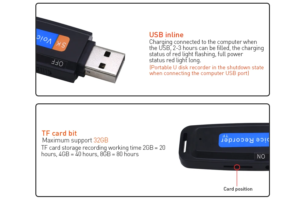 Профессиональный USB HD шумоподавление мини-карта U диск портативный рекордер перезаряжаемый максимальная поддержка 32 Гб Запись голоса Ручка