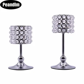 

PEANDIM K9 Crystal Candle Holders Set Of Two Cylinder Candlestick Holder For Table Centerpieces Valentine's Day Gifts For Lover