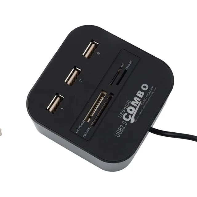 Горячая все в 1 Combo Hub USB 2,0 3 порта кард-ридер для SD MMC M2 MS Pro Duo - Цвет: Black