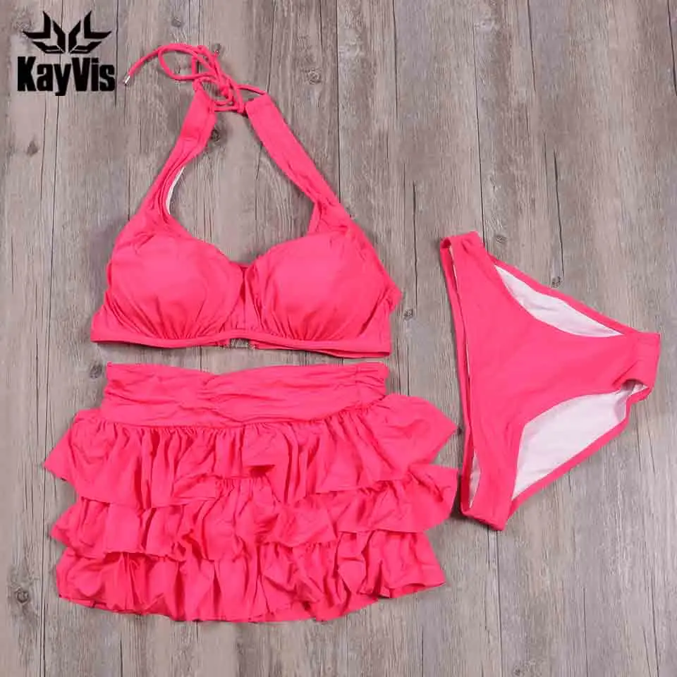 

KayVis 2019 New Sexy Bikinis Women Solid Vintage Swimsuit Swimwear Female Brazilian Bikini Set Dress Beach Wear Bathing Suit