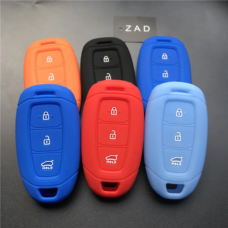 

ZAD 3 button key case cover shell silicone rubber car key case cover for hyundai 2017 i30 ix35 solaris Azera ELANTRA GRANDEUR IG