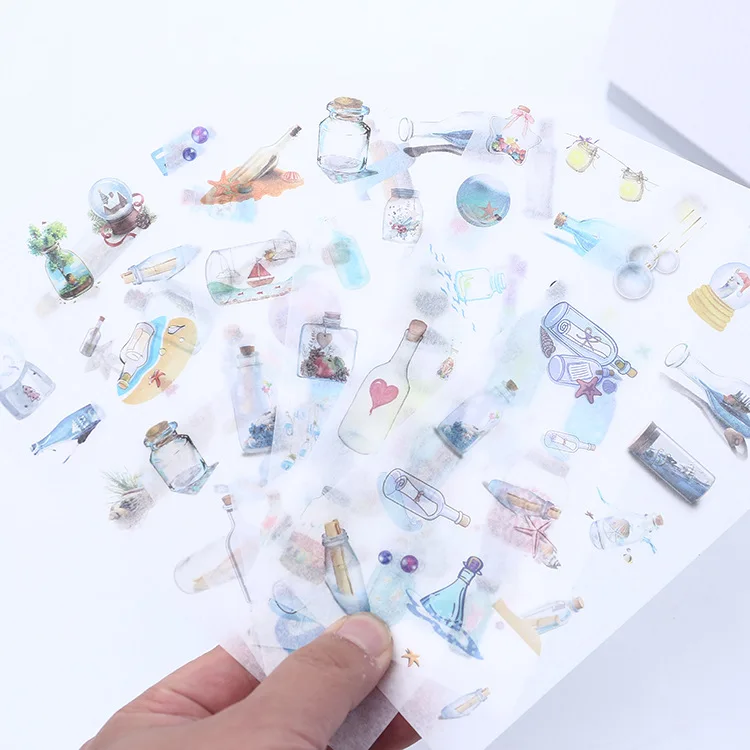 

2019 Creative stationery new drift bottle import and paper transparent stickers DIY manual decoration stickers