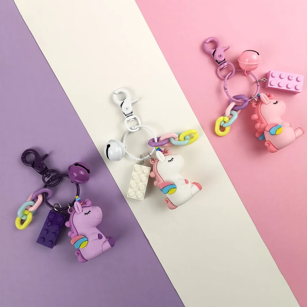 

Fancy&Fantasy Rainbow PVC Animal Unicorn Keychain for Men Women Bag Ornament Phone Key Chain Porte Clef keyring Bag Decoration